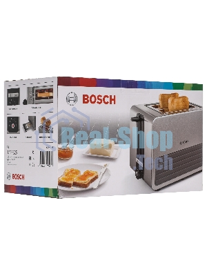Тостер Bosch TAT7S25 серебристый, 1050 Вт, 2 слота