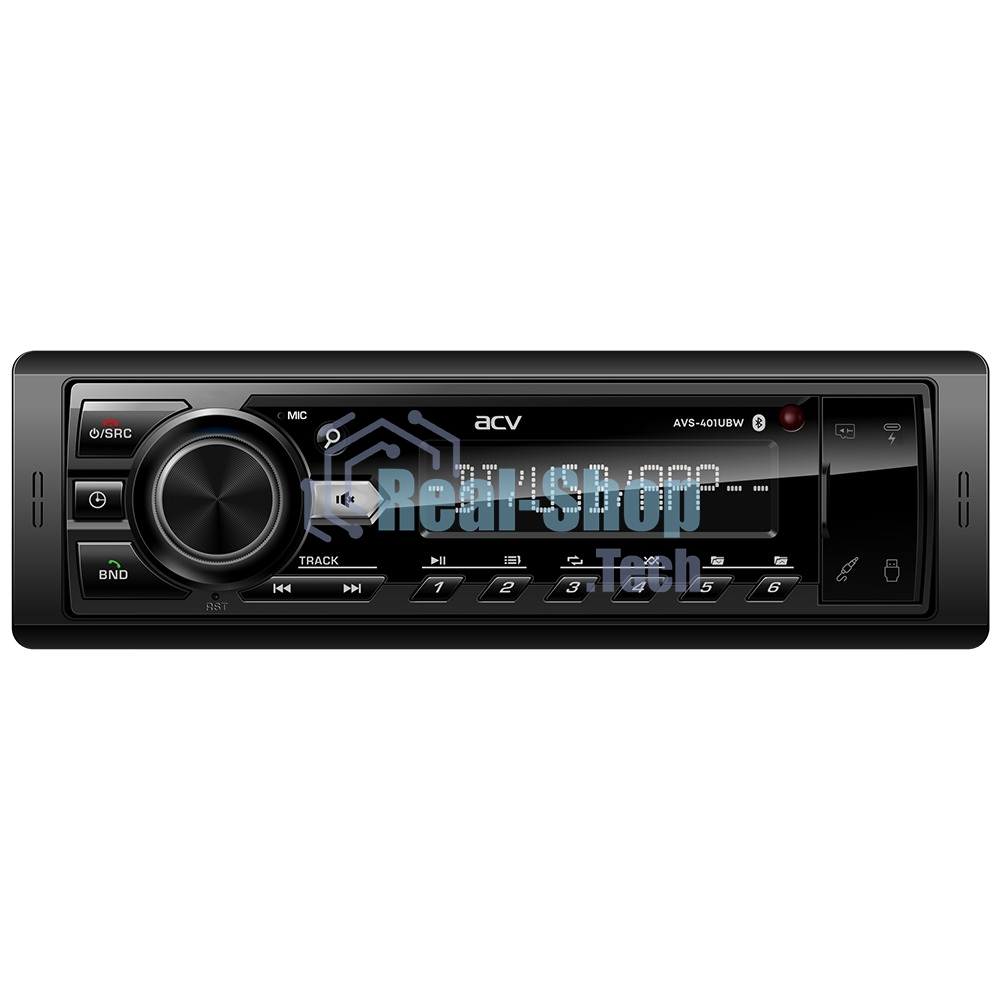 Автомагнитола ACV AVS-401UBW, 1 DIN, Bluetooth, USB Type-A, AUX