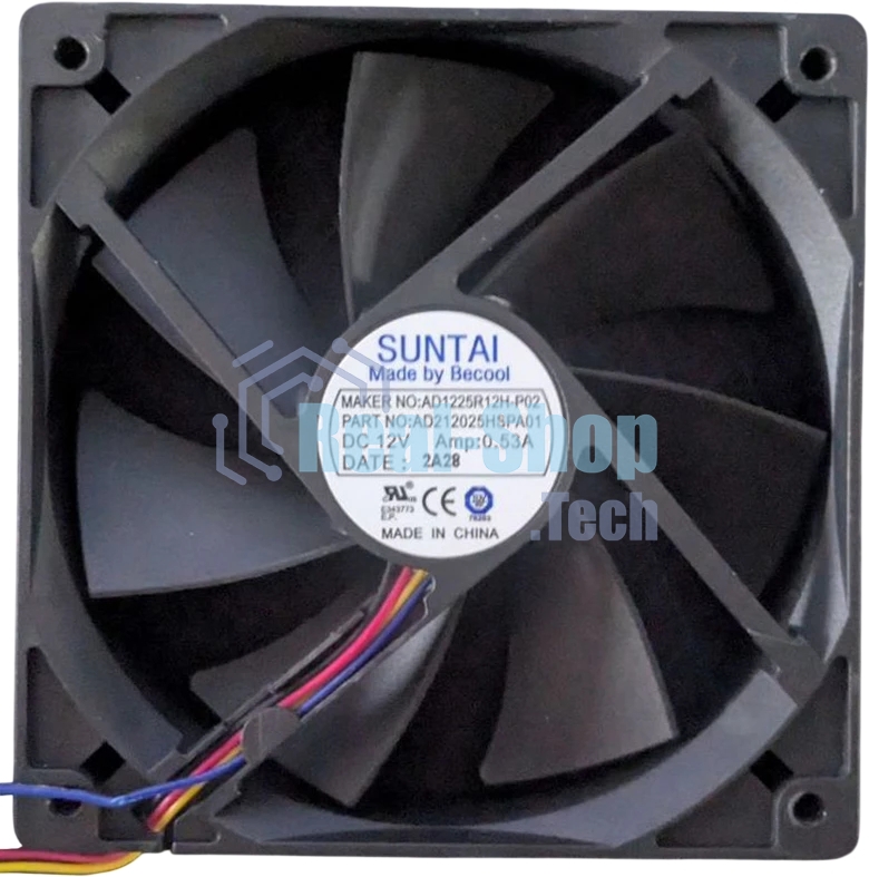 Вентилятор для корпуса Procase AD212025HSPA01 120х25мм Suntai-BeCool (TW), PWM 4pin, 2800 rpm, 0.26A, 122.3CFM, 5.03mm-H2O, 47dB