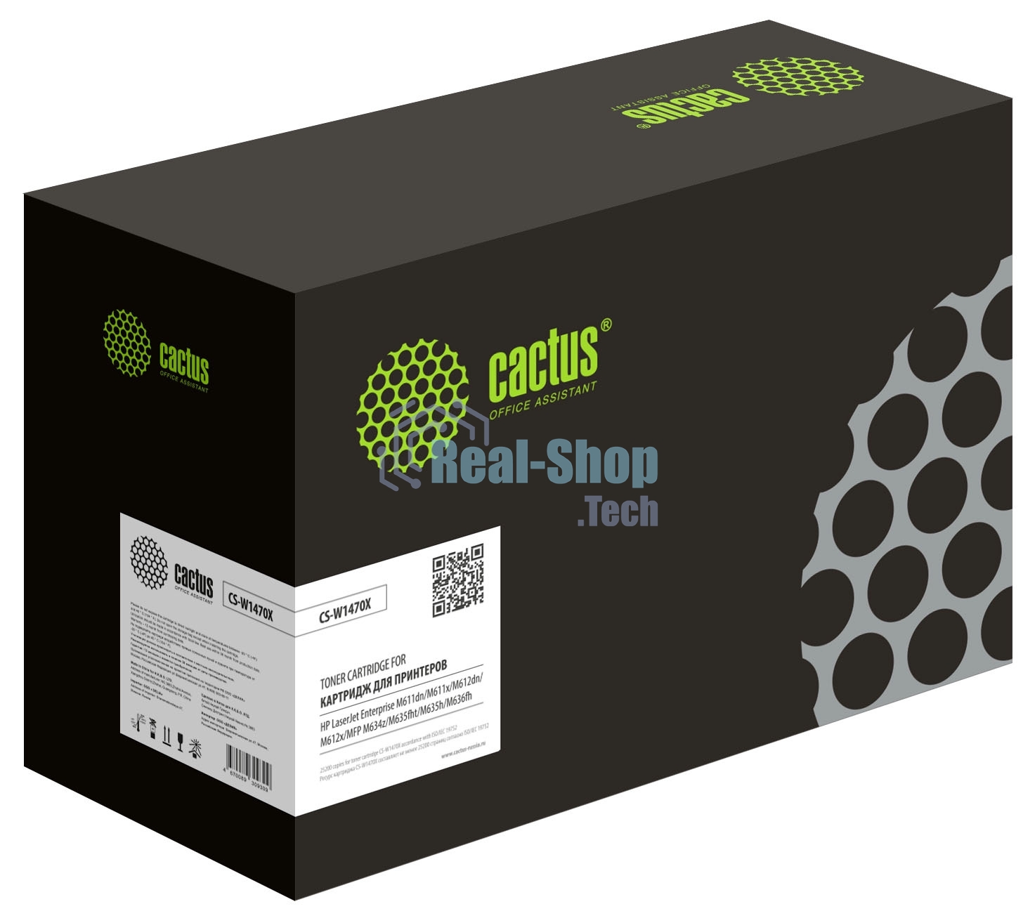 Картридж лазерный Cactus CS-W1470X (147X) черный (25200 стр.) для HP LaserJet M611dn/M612dn/M634dn/M634h