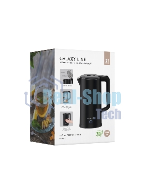Электрочайник GALAXY GL 0372 черный, 2.5 л, 2200 Вт, скрытый нагревательный элемент