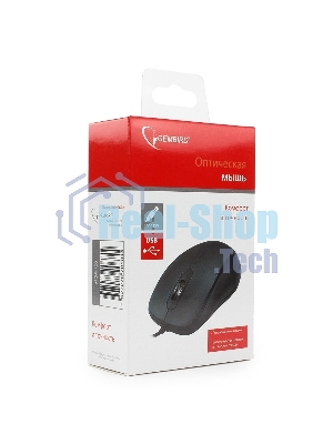Мышь проводная Gembird MOP-110 черный, 1000 dpi, USB, кнопки - 3