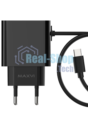 Сетевое зарядное устройство Maxvi CHL-240T 2.4A, with Type-C cable, черный