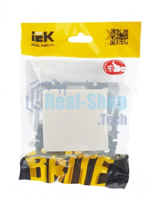 Розетка 1-местная IEK BRITE РСбш10-3-БрЖ с заземлением, с защитными шторками и крышкой, 16А, IP20, жемчуг