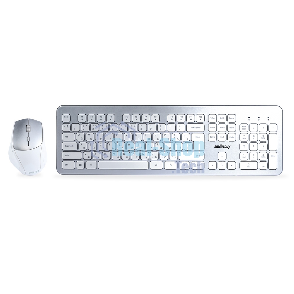 Комплект клавиатура+мышь Smartbuy 233616AG беспроводной, USB, 2400 DPI, серебристо-белый