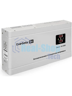 Стабилизатор напряжения ExeGate Master AV-3000 (3000ВА, 140-260В, цифр. индикация вход/вых. напряжения, 220В±8%, КПД 98%, 5 уровней защиты, задержка, метал.корпус, клем.колодка, RTL)