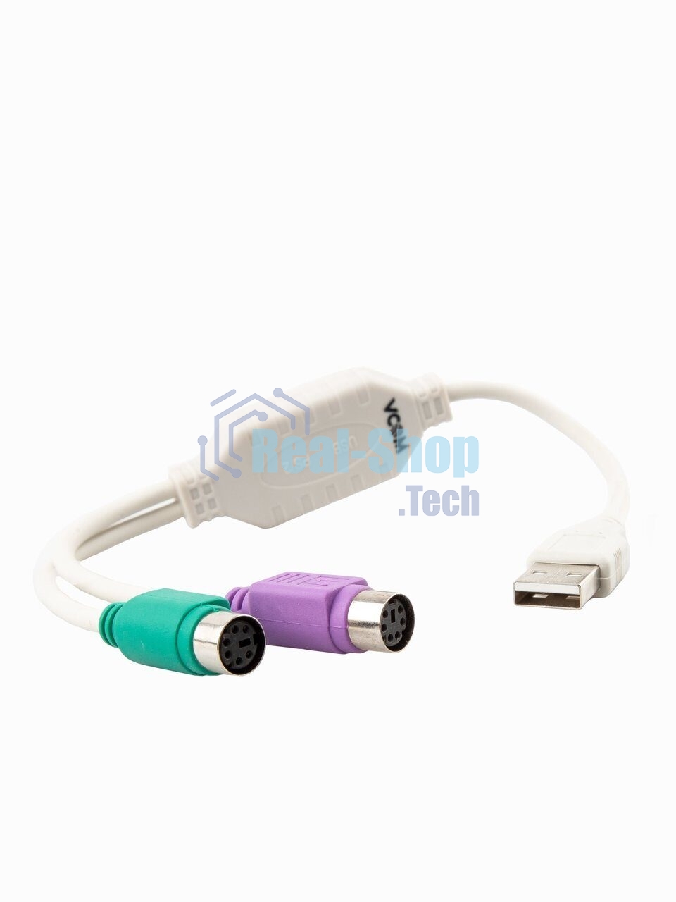 Кабель AM-2xPS/2 0.1м VCOM USB->2xPS/2 (адаптер для подключения PS/2 клавиатуры и мыши к USB порту), VUS7057
