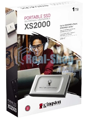 Внешний SSD Kingston XS2000, 1TB, USB 3.2 Gen 2x2 Type-C, R/W 2000/2000, серебристый