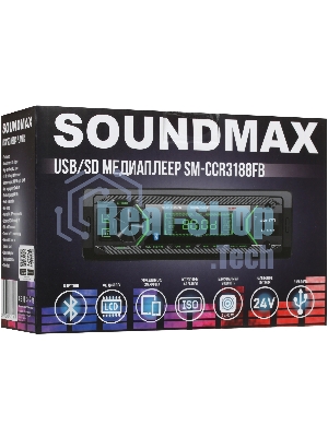 Автомагнитола Soundmax SM-CCR3188FB, 1 DIN, Bluetooth, USB Type-A, AUX