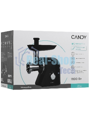 Мясорубка электрическая Candy CG-102 черный, 1800 Вт, 2.4 кг/мин, реверс, защита от перегрузки, металлический лоток, насадки - 5