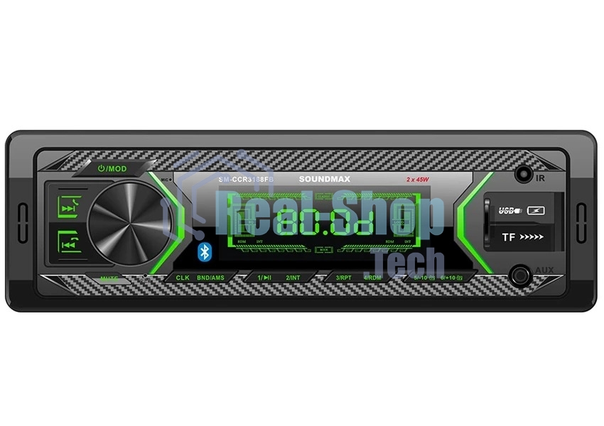 Автомагнитола Soundmax SM-CCR3188FB, 1 DIN, Bluetooth, USB Type-A, AUX