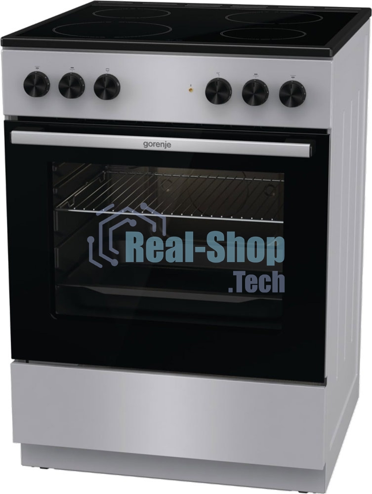 Плита электрическая Gorenje GEC6A11SG серый, конфорок 4 электрических, духовка 65 л, 60 см x 85 см x 60 см