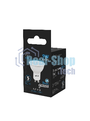Лампа светодиодная Gauss 101506309 LED 9 Вт 860 Лм 6500К GU10 софит MR16 холодная черный