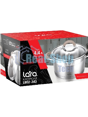 Кастрюля Lara LR02-343 Берлин 4,4 л 22x12 см нержавеющая сталь, с крышкой