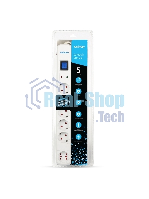 Сетевой фильтр Smartbuy (SBSP-50W-Pro) - 6 роз х 5,0 м - белый