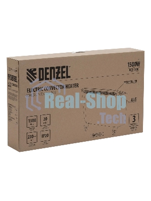 Конвектор электрический Denzel XCE-1500 белый, 1500 Вт, 20 м2, термостат
