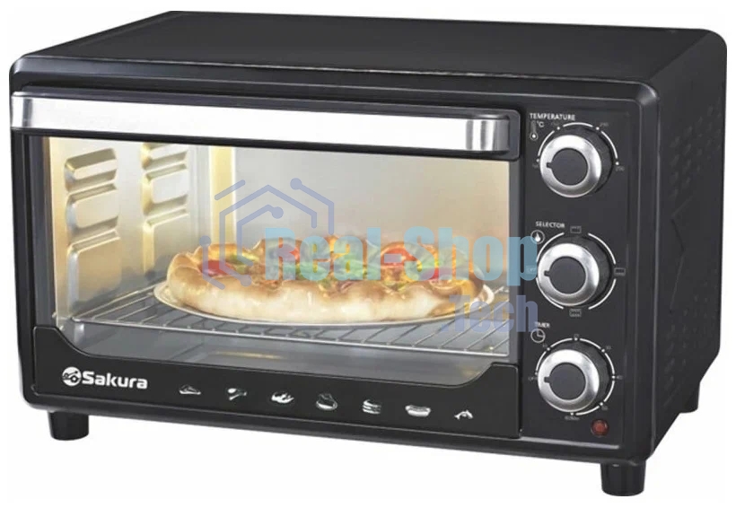 Мини-печь Sakura SA-7000BP 27л, духовка 1500Вт, механ.управление, чёрный