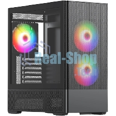 Компьютерный корпус без блока питания Case HSPD M712, Mesh Mid Tower, Black, TG, 0.6 SPCC, no fans, E-ATX, ATX, mATX, mITX, 175/410/160мм, 2x2.5