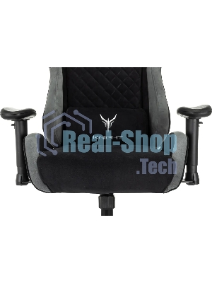 Кресло игровое Knight Regal Fabric черный/серый, иск. замша, крестов. металл