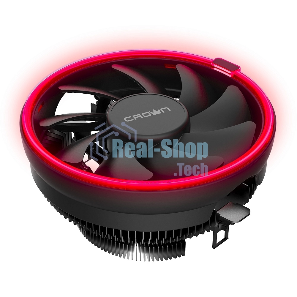 Кулер для процессора Crown CM-1150PWM RED v2 черный, 105 мм, алюминий, 1800 об/мин, 26.3 дБ, 4 pin, 115 Вт, 70 мм