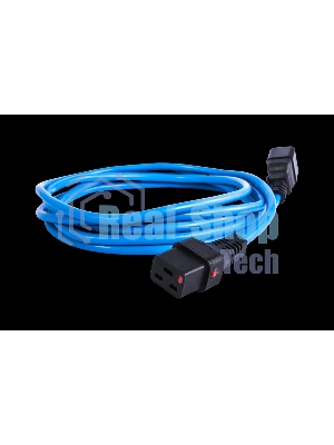 Шнур питания с фиксатором REM IEC 60320 C19/IEC 60320 C20, 16 А/250 В (3 x 1,5), длина 1,8 м, синий R-16-Cord-C19-C20-1.8-Blue