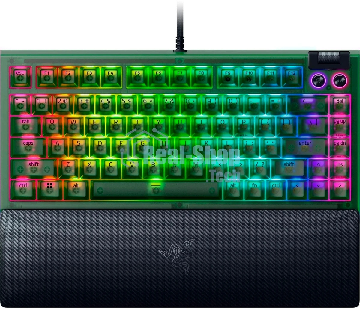 Клавиатура Razer BlackWidow V4 75% Orange Switch Phantom Green Edition проводная, USB Type-A, зелёный