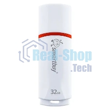 Флешка USB SmartBuy Crown white (SB32GbCRW-W), 32Gb, USB 2.0, R/W 15/5, белый/красный