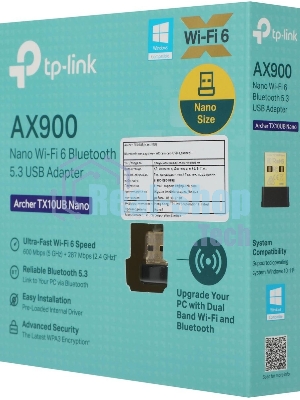 Двухдиапазонный беспроводной нано-USB-адаптер с поддержкой Bluetooth TP-Link Archer TX10UB Nano