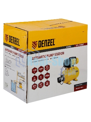 Насосная станция Denzel PS1100С 1100 Вт, 4500 л/ч, ресивер 24 л, подъем 46 м, чугун