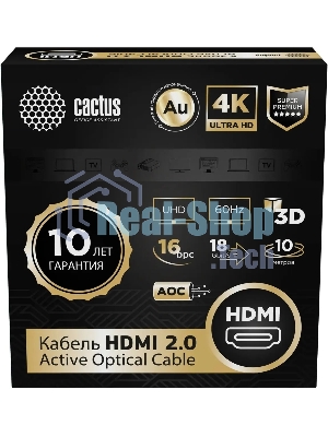 Кабель аудио-видео Cactus CS-HDMI-AOC-2-10 HDMI (m)/HDMI (m) 10м. позолоч.конт. черный
