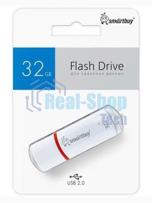 Флешка USB SmartBuy Crown white (SB32GbCRW-W), 32Gb, USB 2.0, R/W 15/5, белый/красный