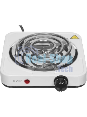 Плита настольная электрическая Centek CT-1508 белый, 1 кВт, ТЭН, конфорки - 1, эмаль, поворотные переключатели