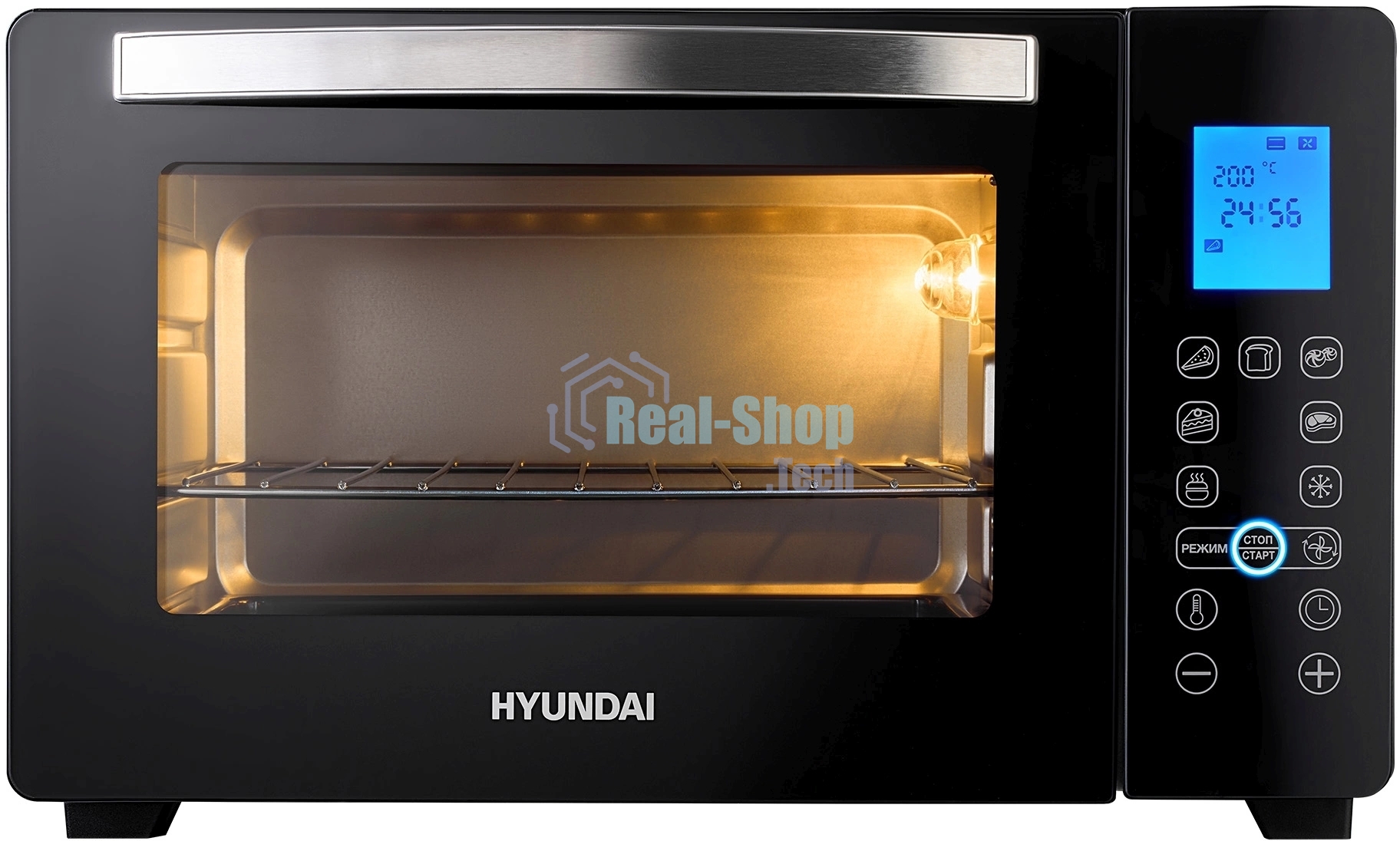 Мини-печь Hyundai MIO-HY096 28 л, 1600 Вт, черный