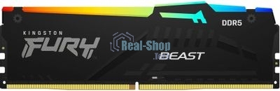 Оперативная память Kingston Fury Beast RGB, DDR5, 32GB (1x32GB), 5600 MHz, CL40, с радиатором, RGB, чёрный