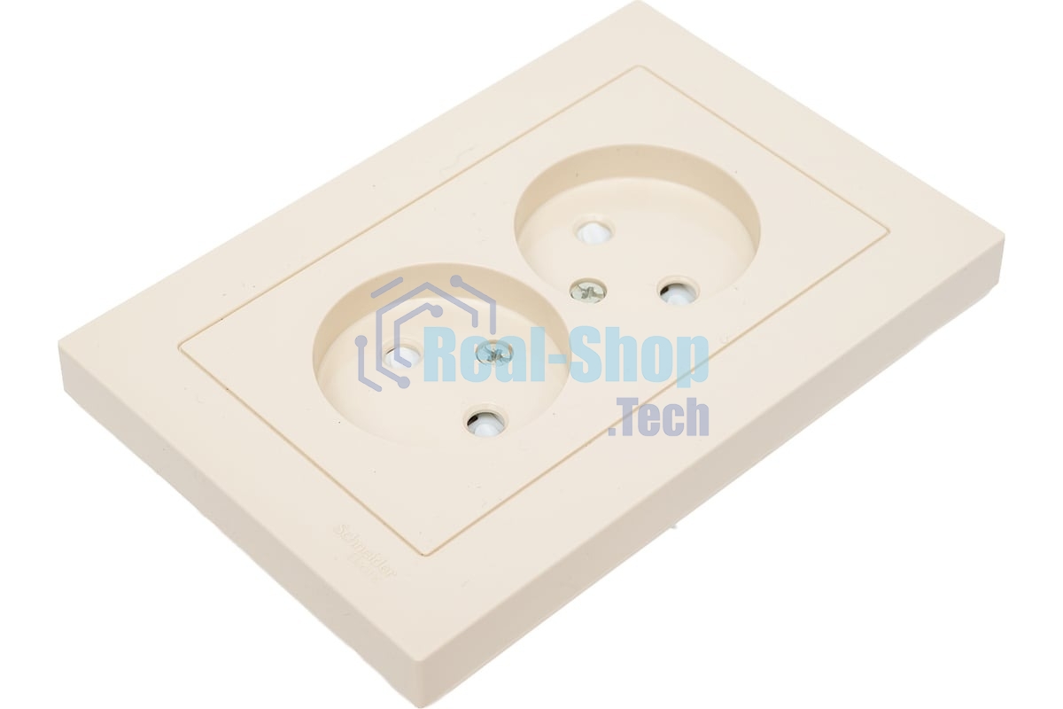 Розетка 2-м СП AtlasDesign 16А IP20 без заземл. защ. шторки в сборе беж. SE ATN000222