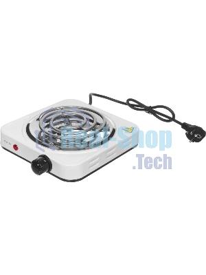 Плита настольная электрическая Centek CT-1508 белый, 1 кВт, ТЭН, конфорки - 1, эмаль, поворотные переключатели