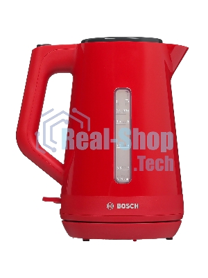 Электрочайник Bosch TWK1M124 красный, 1.7 л, 2400 Вт, скрытый нагревательный элемент