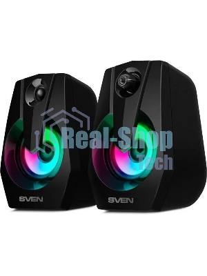 Акустическая система SVEN 370 2.0 черные (2x2W, USB, RGb подсветка)