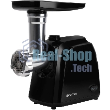 Мясорубка электрическая Vitek VT-3621 черный/серебро, 1800 Вт, 1.8 кг/мин, реверс, защита от перегрузки, насадки - 5