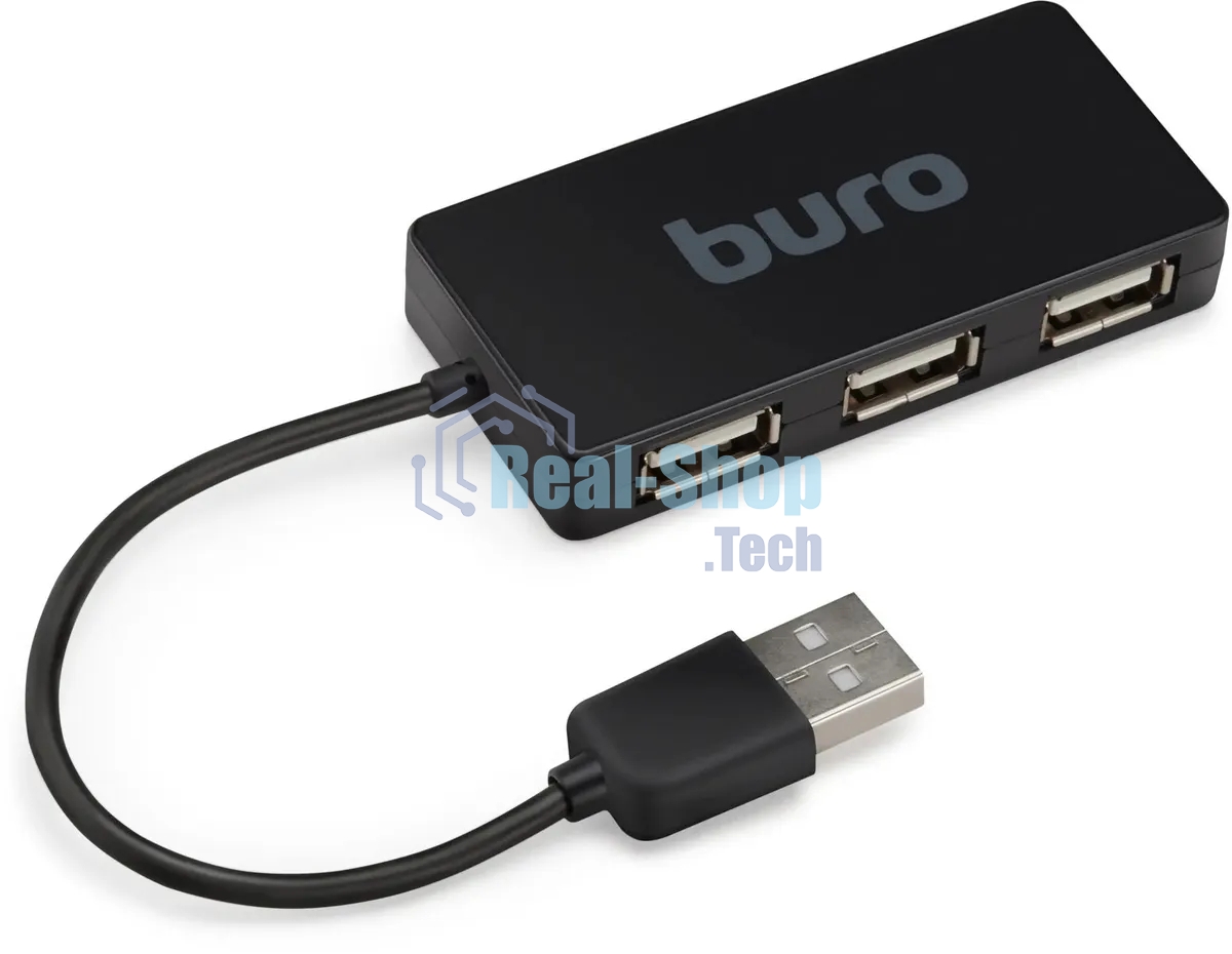 USB-концентратор Buro BU-HUB4-U2.0-Slim, USB, USB 4 порта, USB