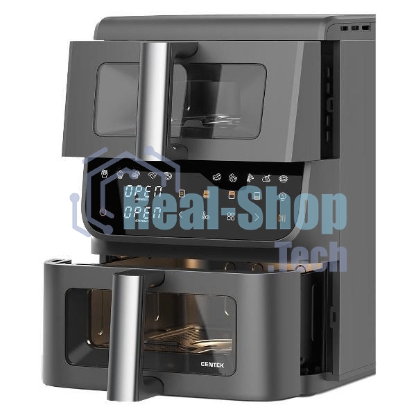 Аэрогриль Centek CT-3107 серый, 2800 Вт, 10 л, сенсор, 10 программ