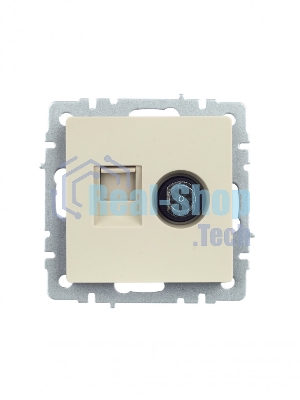 Розетка телевизионная двойная TV+RJ45 IEK BRITE РТВ/РК12-БрКр кат.5E бежевый