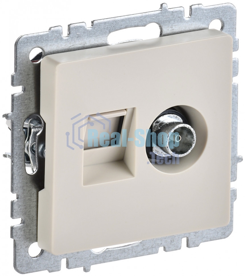 Розетка телевизионная двойная TV+RJ45 IEK BRITE РТВ/РК12-БрКр кат.5E бежевый