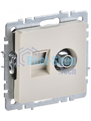 Розетка телевизионная двойная TV+RJ45 IEK BRITE РТВ/РК12-БрКр кат.5E бежевый