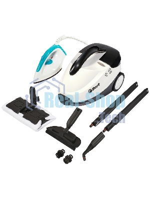 Пароочиститель Bort BDR-2500-RR-Iron белый/черный, напольный, 2300 Вт, 45 г/мин, 1500 мл