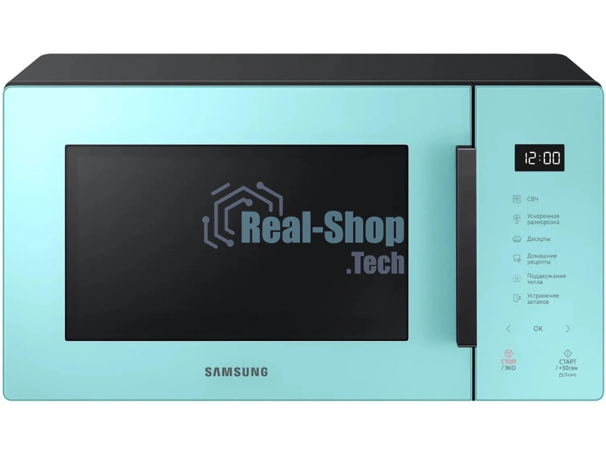 Микроволновая печь Samsung MS23T5018AN/BW голубой, 23 л, 800 Вт, переключатели - сенсор