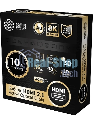 Кабель аудио-видео Cactus CS-HDMI-AOC-2.1-30 HDMI (m)/HDMI (m) 30м. позолоч.конт. черный