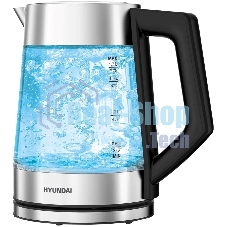 Чайник электрический Hyundai HYK-G4402 1.7 л, 2200 Вт, черный/серебристый корпус: стекло