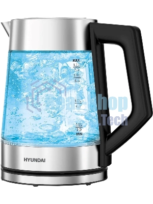 Чайник электрический Hyundai HYK-G4402 1.7 л, 2200 Вт, черный/серебристый корпус: стекло