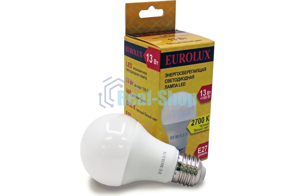 Лампа светодиодная EUROLUX LL-E-A60-13W-230-2,7K-E27